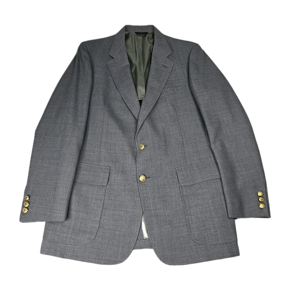 Vintage Cricketeer Brussels Sport Coat Mens 42R Gray Gold Buttons Beverly‎ Hills